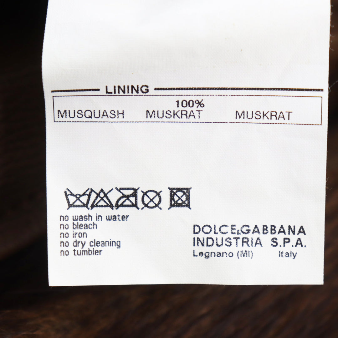 DOLCE&GABBANA leather jacket G9027L / G5004 Outer: 100% sheepskin; Lining: 100% muskrat Brown mens 48 Used Authentic