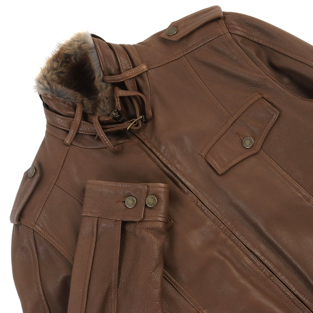 DOLCE&GABBANA leather jacket G9027L / G5004 Outer: 100% sheepskin; Lining: 100% muskrat Brown mens 48 Used Authentic