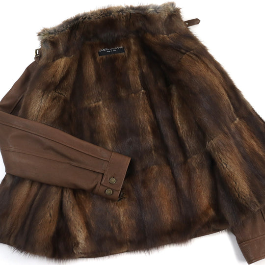 DOLCE&GABBANA leather jacket G9027L / G5004 Outer: 100% sheepskin; Lining: 100% muskrat Brown mens 48 Used Authentic