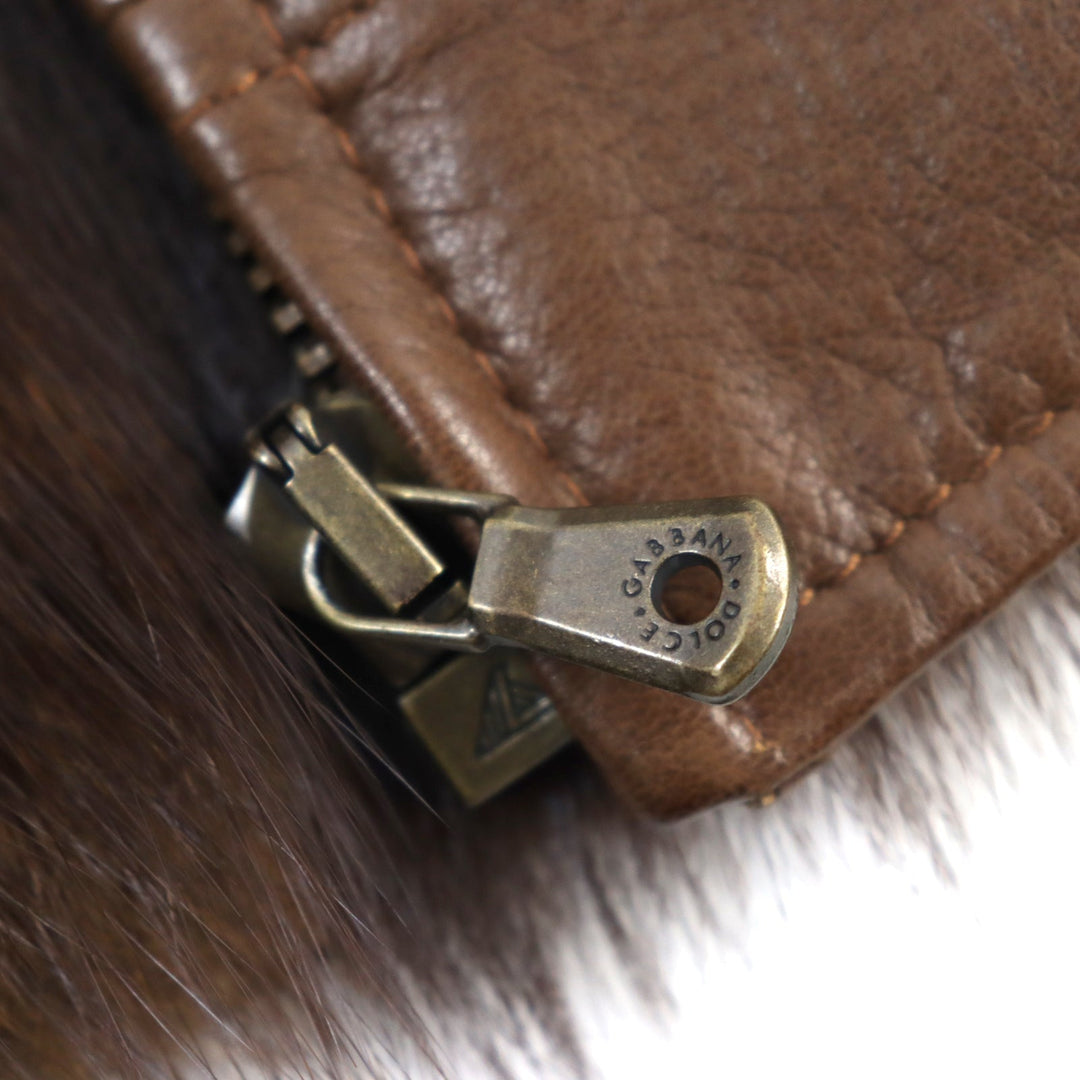 DOLCE&GABBANA leather jacket G9027L / G5004 Outer: 100% sheepskin; Lining: 100% muskrat Brown mens 48 Used Authentic