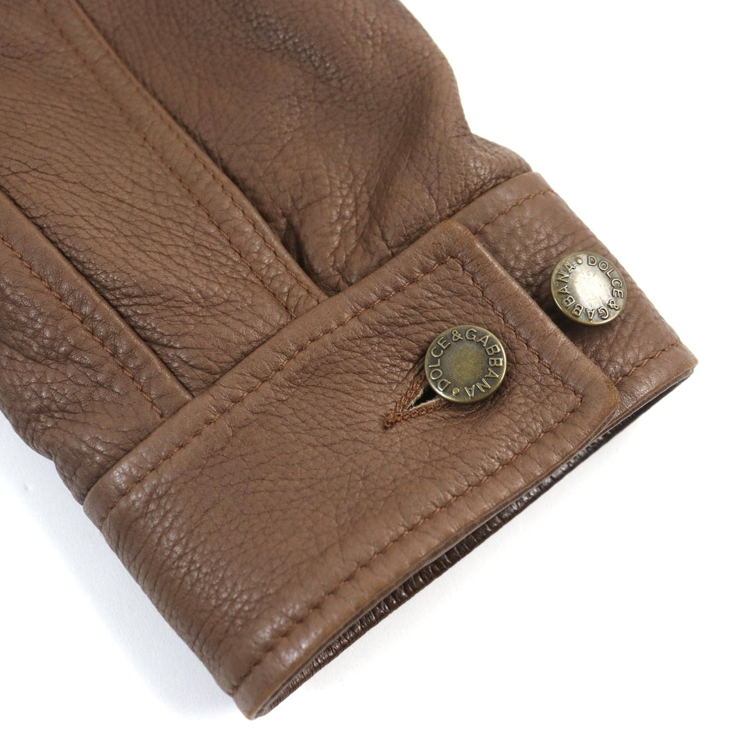DOLCE&GABBANA leather jacket G9027L / G5004 Outer: 100% sheepskin; Lining: 100% muskrat Brown mens 48 Used Authentic