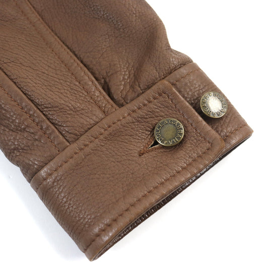 DOLCE&GABBANA leather jacket G9027L / G5004 Outer: 100% sheepskin; Lining: 100% muskrat Brown mens 48 Used Authentic