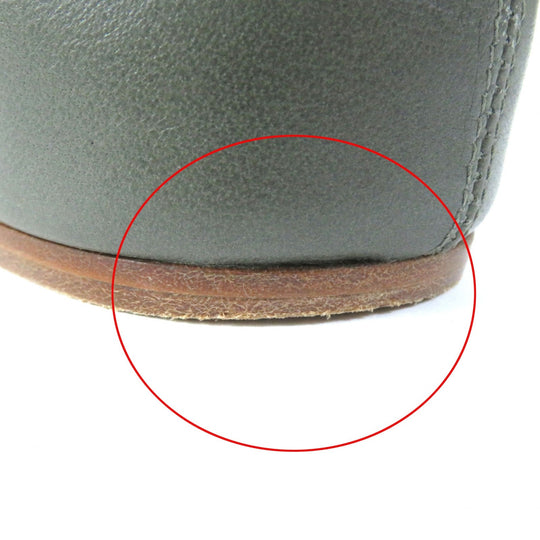 HERMES Sandals leather khaki Flat shoes Ankle With Strap Mesh design Women 36 Used Authentic