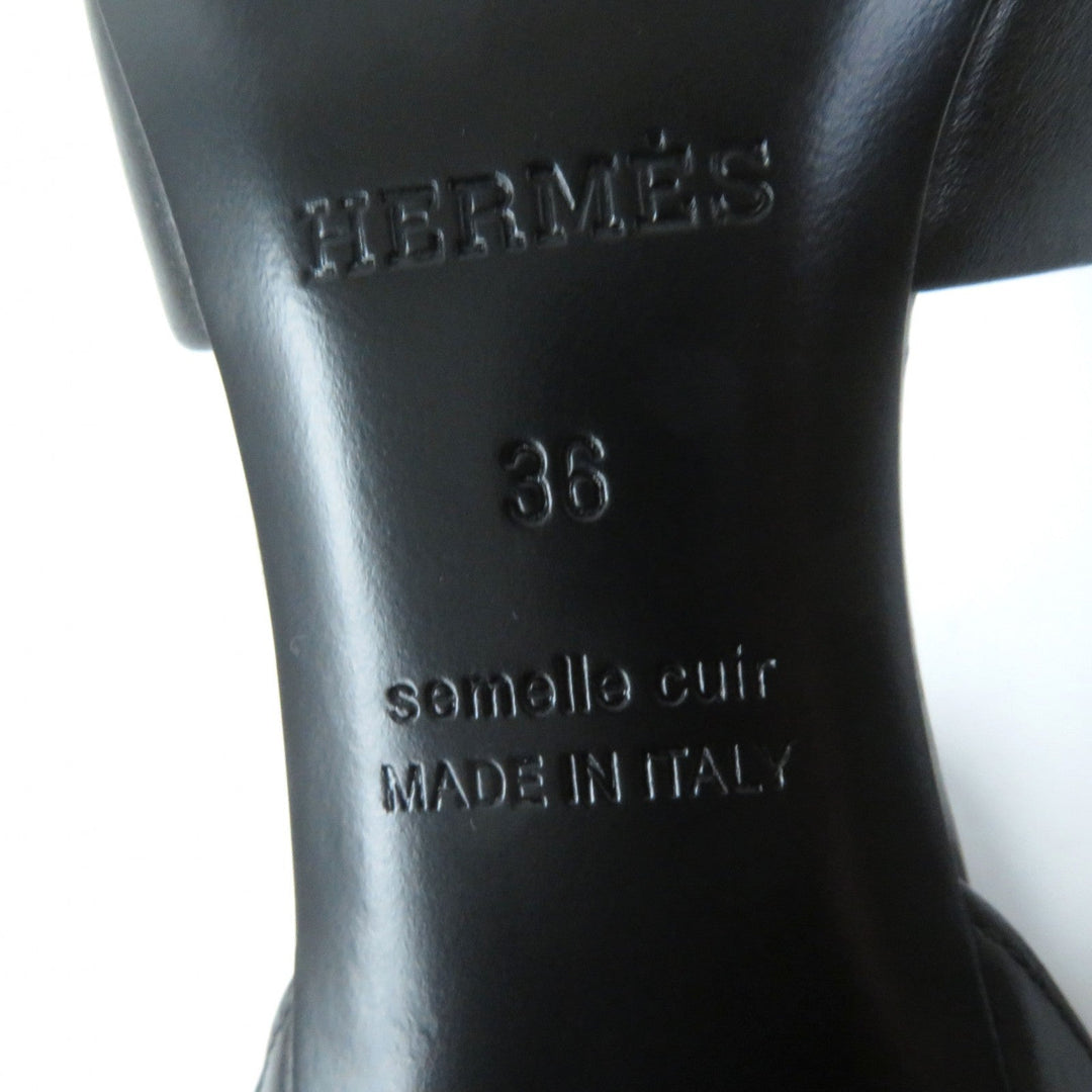 HERMES Sandals 201031Z Main: Leather black Women 36 Used Authentic