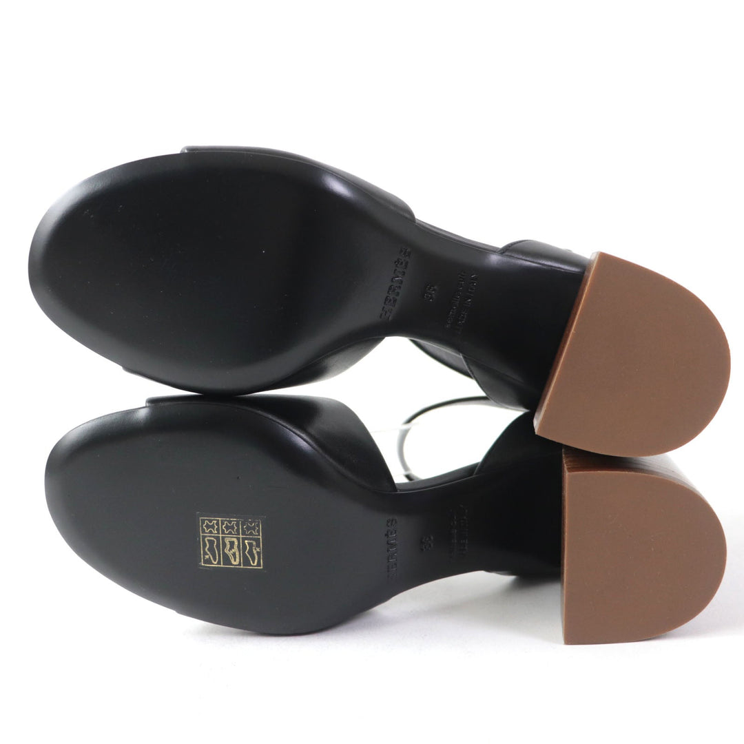 HERMES Sandals 201031Z Main: Leather black Women 36 Used Authentic