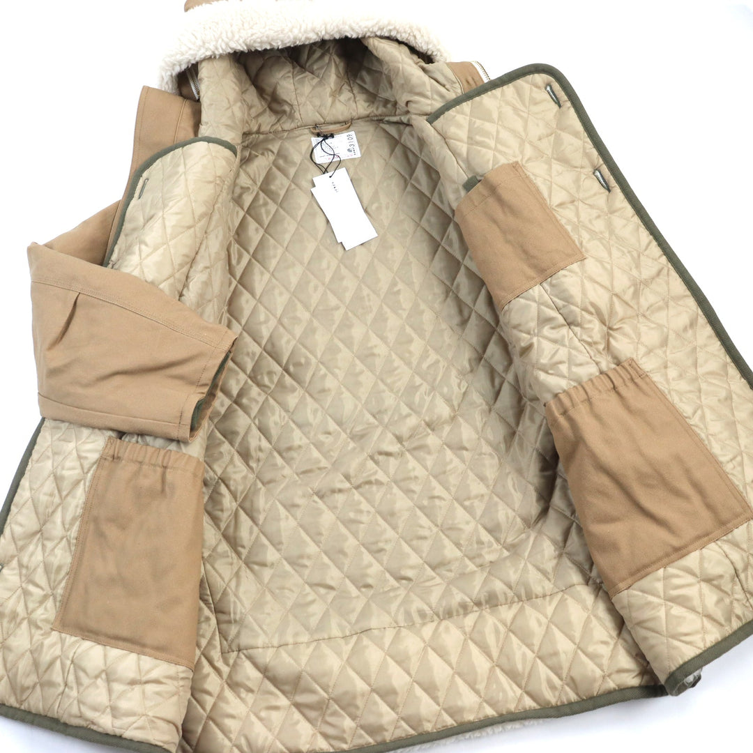 Sacai coat 23-03109 M Outer: 100% cotton, pile: 100% wool, ground: 55% acrylic, 45% polyester, padding: 100% polyester, lining: 100% polyester khaki Canvas Parka Siberian Canvas Hoodie Siberian Coat mens 1 Used Authentic