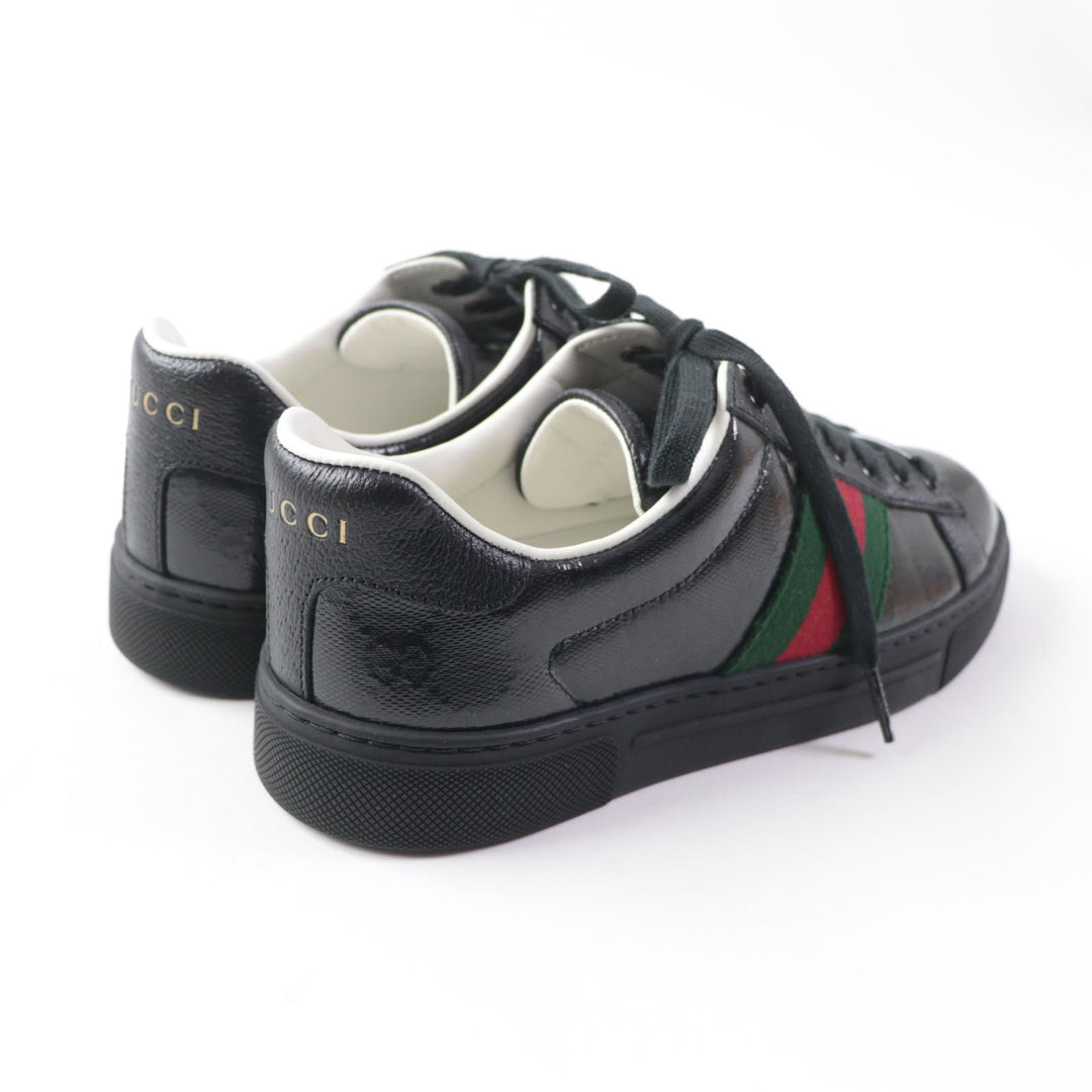 GUCCI Low cut sneakers 760774 Main: Leather black Ace Web stripe women's sneakers Women 35 Used Authentic