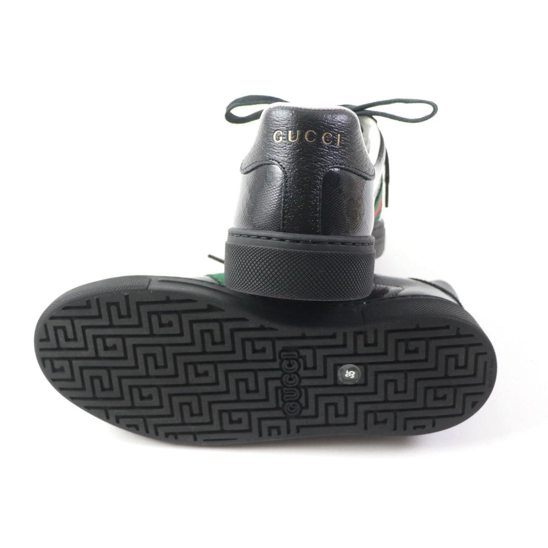 GUCCI Low cut sneakers 760774 Main: Leather black Ace Web stripe women's sneakers Women 35 Used Authentic