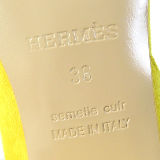 HERMES Sandals 211054Z Main: Suede leather yellow Choc Women 36 Used Authentic