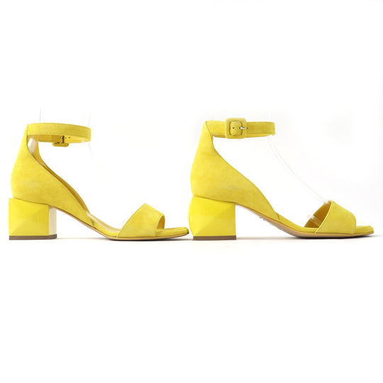 HERMES Sandals 211054Z Main: Suede leather yellow Choc Women 36 Used Authentic