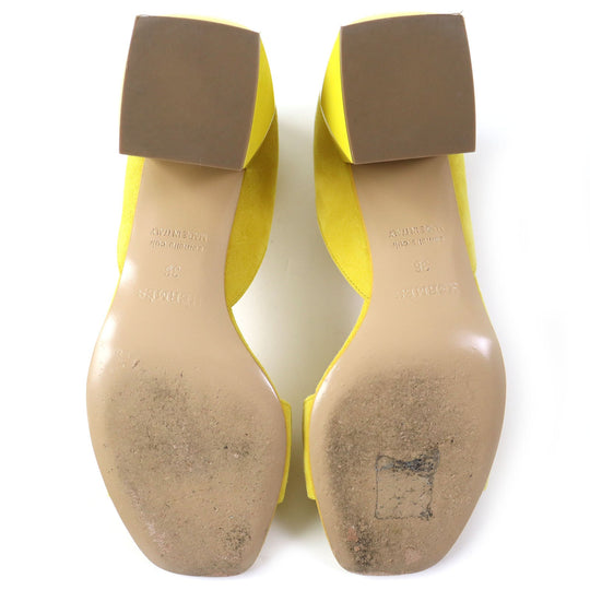HERMES Sandals 211054Z Main: Suede leather yellow Choc Women 36 Used Authentic