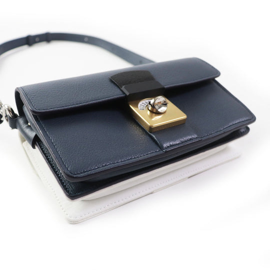 Maison Margiela Shoulder Bag SB1WD0002 Main: Leather Navy white NEW LOCK New Lock Horizontal Women Used Authentic