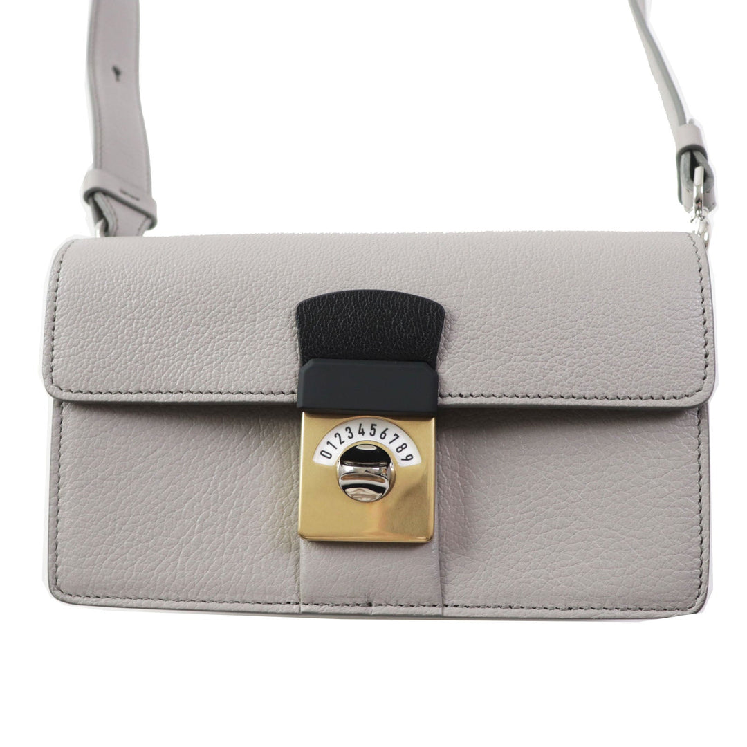 Maison Margiela Shoulder Bag SB1WD0002 Main: Leather Gray white NEW LOCK New Lock Horizontal Women Used Authentic