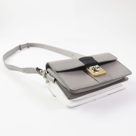 Maison Margiela Shoulder Bag SB1WD0002 Main: Leather Gray white NEW LOCK New Lock Horizontal Women Used Authentic