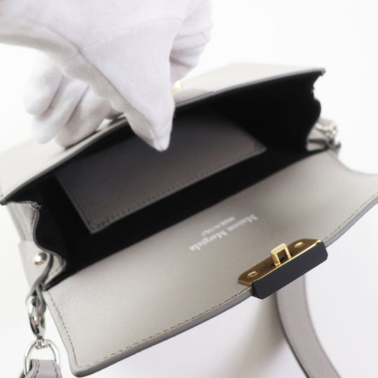 Maison Margiela Shoulder Bag SB1WD0002 Main: Leather Gray white NEW LOCK New Lock Horizontal Women Used Authentic