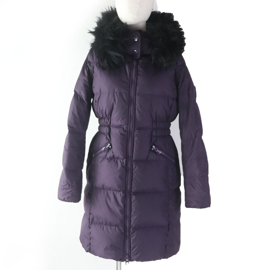 COACH down coat F57028 Main: 100% nylon, Lining: 100% nylon, Filling: 50% down, Filling: 50% feather, Part: leather, Fur: lamb fur purple Women XS Used Authentic