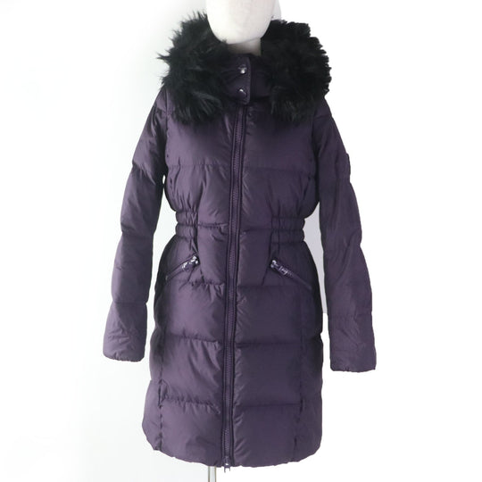 COACH down coat F57028 Main: 100% nylon, Lining: 100% nylon, Filling: 50% down, Filling: 50% feather, Part: leather, Fur: lamb fur purple Women XS Used Authentic