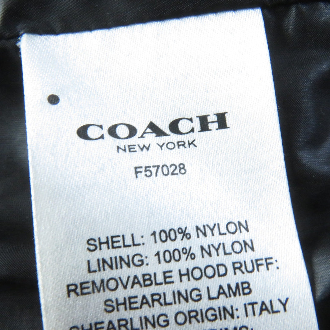 COACH down coat F57028 Main: 100% nylon, Lining: 100% nylon, Filling: 50% down, Filling: 50% feather, Part: leather, Fur: lamb fur purple Women XS Used Authentic