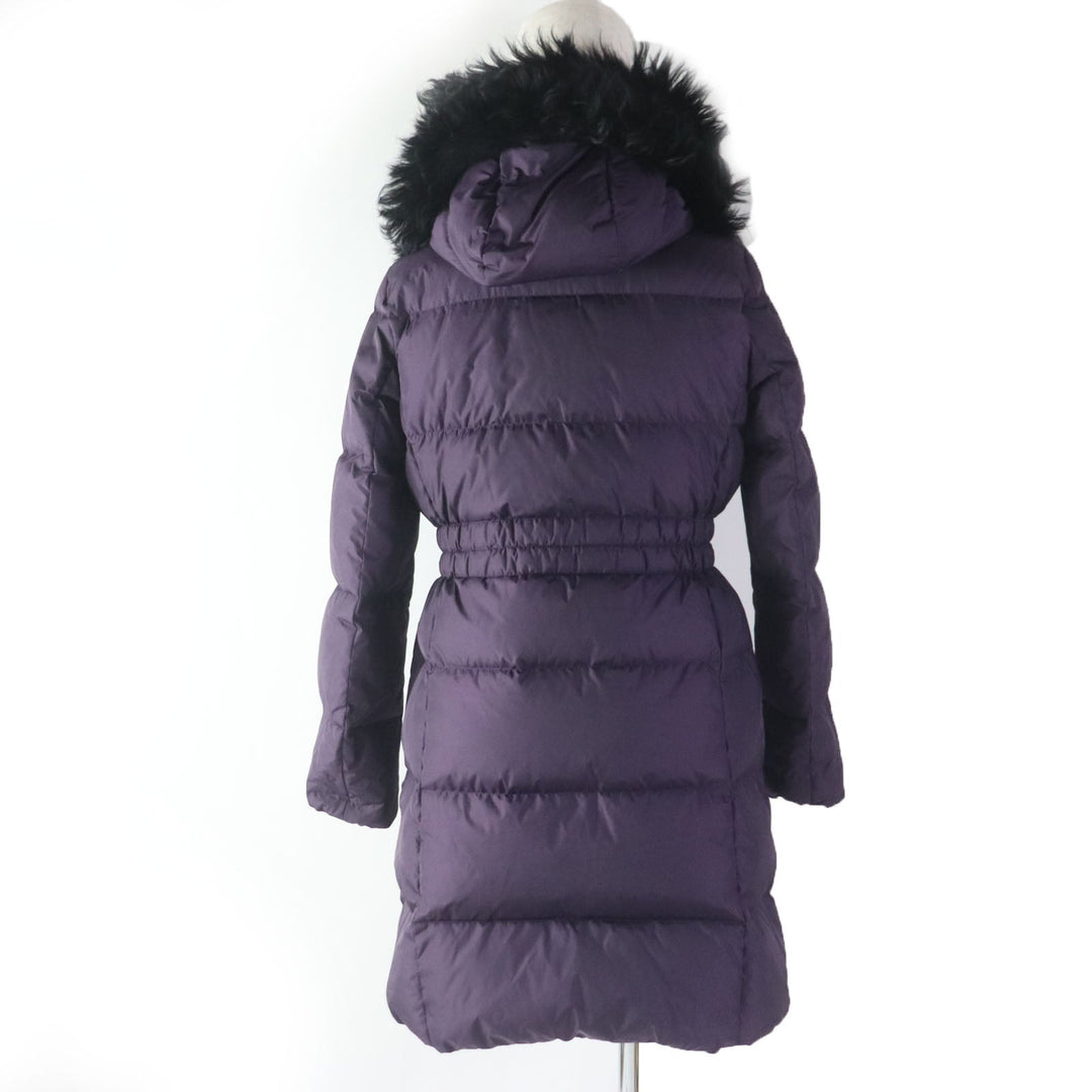 COACH down coat F57028 Main: 100% nylon, Lining: 100% nylon, Filling: 50% down, Filling: 50% feather, Part: leather, Fur: lamb fur purple Women XS Used Authentic