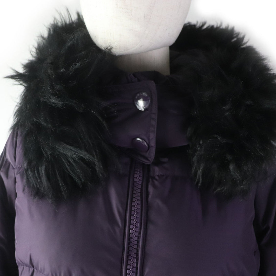 COACH down coat F57028 Main: 100% nylon, Lining: 100% nylon, Filling: 50% down, Filling: 50% feather, Part: leather, Fur: lamb fur purple Women XS Used Authentic