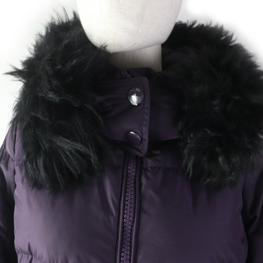 COACH down coat F57028 Main: 100% nylon, Lining: 100% nylon, Filling: 50% down, Filling: 50% feather, Part: leather, Fur: lamb fur purple Women XS Used Authentic