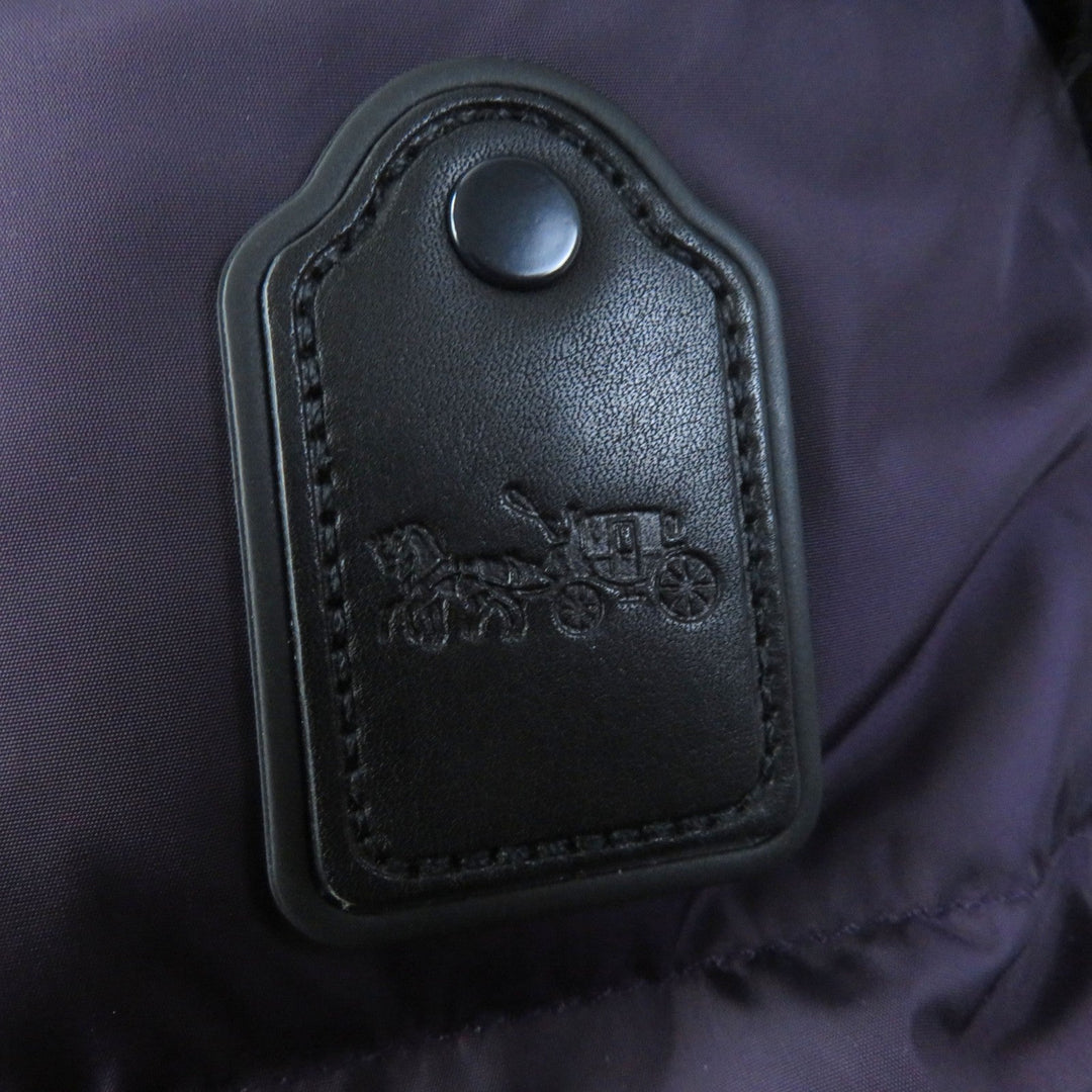 COACH down coat F57028 Main: 100% nylon, Lining: 100% nylon, Filling: 50% down, Filling: 50% feather, Part: leather, Fur: lamb fur purple Women XS Used Authentic