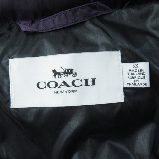 COACH down coat F57028 Main: 100% nylon, Lining: 100% nylon, Filling: 50% down, Filling: 50% feather, Part: leather, Fur: lamb fur purple Women XS Used Authentic