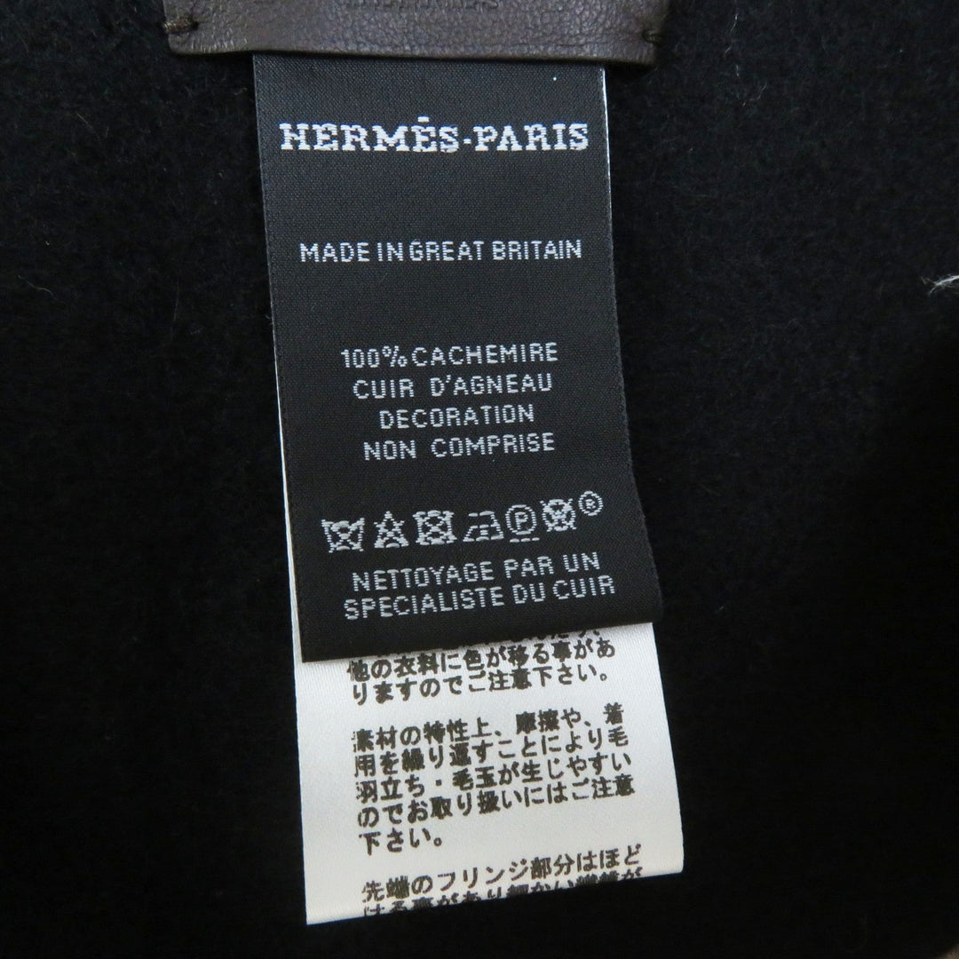 HERMES Scarf Main: 100% cashmere, Lining: 100% silk, Leather part: sheepskin black Escharp Pocket Silk In Women Used Authentic