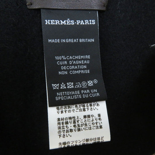 HERMES Scarf Main: 100% cashmere, Lining: 100% silk, Leather part: sheepskin black Escharp Pocket Silk In Women Used Authentic