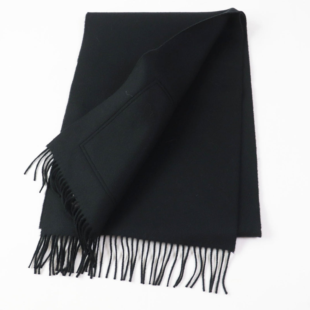HERMES Scarf Main: 100% cashmere, Lining: 100% silk, Leather part: sheepskin black Escharp Pocket Silk In Women Used Authentic