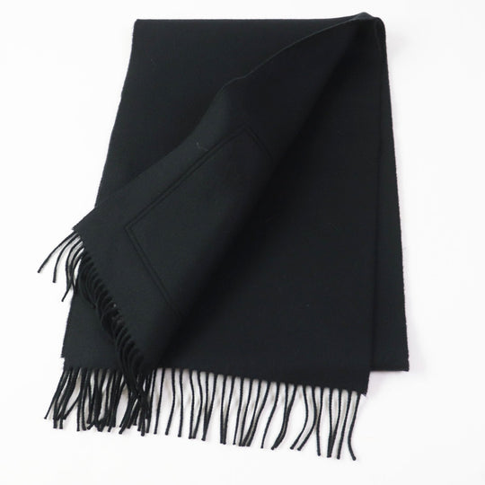 HERMES Scarf Main: 100% cashmere, Lining: 100% silk, Leather part: sheepskin black Escharp Pocket Silk In Women Used Authentic