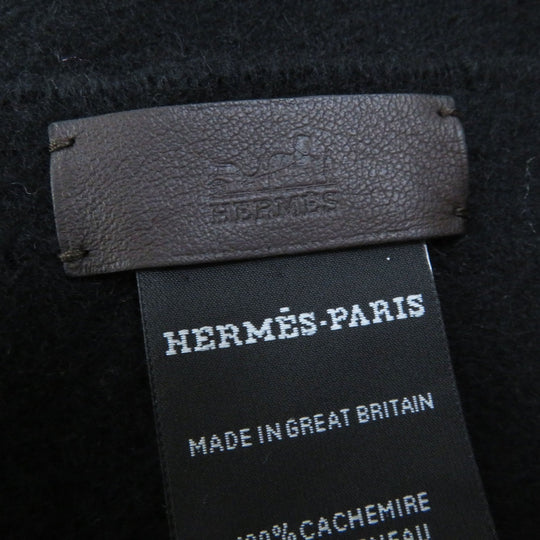 HERMES Scarf Main: 100% cashmere, Lining: 100% silk, Leather part: sheepskin black Escharp Pocket Silk In Women Used Authentic