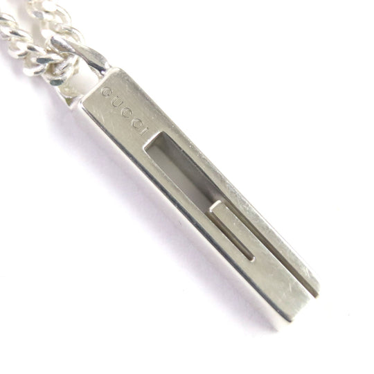 GUCCI Necklace Main�FAG925 Silver Cutout G mens Used Authentic