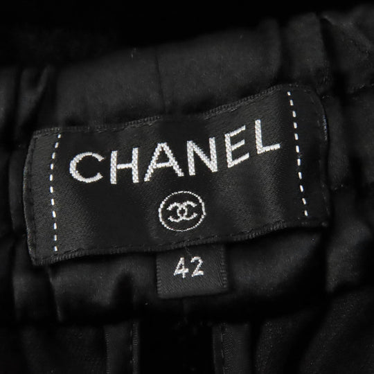 CHANEL Pants P65297 Main: 92% rayon, Main: 8% silk, Part: 86% rayon, Part: 12% polyamide (nylon), Part: 2% elastane (polyurethane), Part: 100% silk black Women 42 Used Authentic