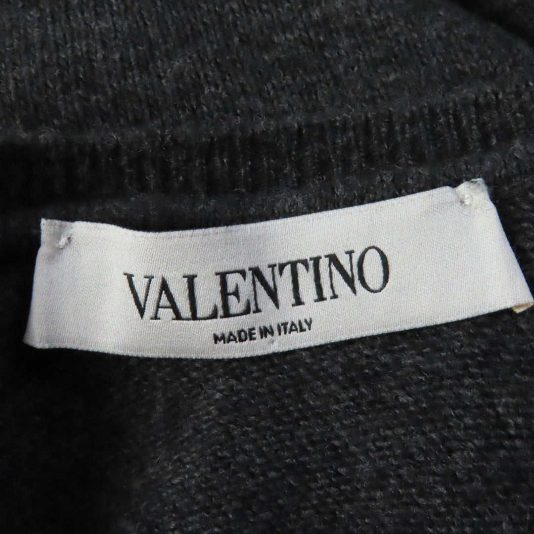 VALENTINO tops Main: 70% wool, Main: 30% cashmere, Part: 77% cotton, Part: 17% rayon, Part: 6% nylon, Part: 55% nylon, 45% rayon Gray black Women S Used Authentic