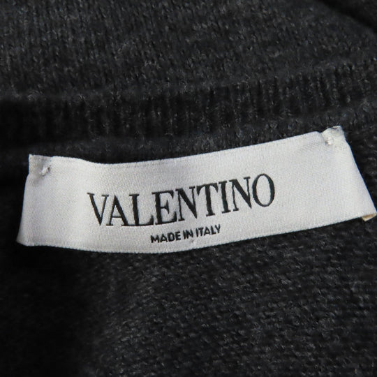 VALENTINO tops Main: 70% wool, Main: 30% cashmere, Part: 77% cotton, Part: 17% rayon, Part: 6% nylon, Part: 55% nylon, 45% rayon Gray black Women S Used Authentic