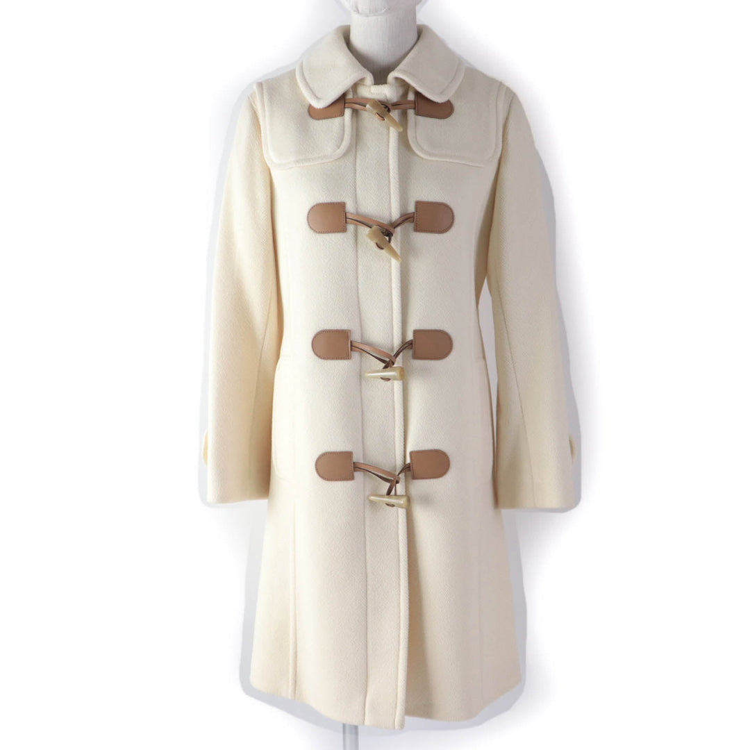 BURBERRY LONDON coat FN072-950-02 Main: 90% wool, Main: 10% nylon, Part: leather, Lining: cupra Ivory Women 38 Used Authentic