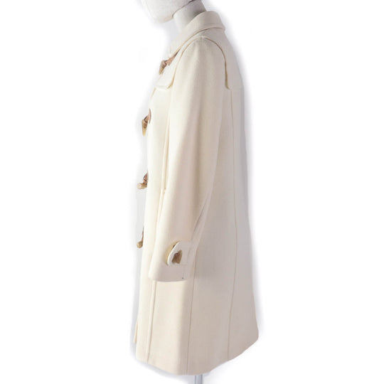 BURBERRY LONDON coat FN072-950-02 Main: 90% wool, Main: 10% nylon, Part: leather, Lining: cupra Ivory Women 38 Used Authentic