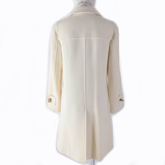 BURBERRY LONDON coat FN072-950-02 Main: 90% wool, Main: 10% nylon, Part: leather, Lining: cupra Ivory Women 38 Used Authentic