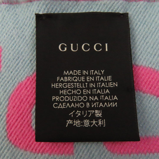 GUCCI Scarf 505395 Main: 91% wool, Main: 9% silk Pink light blue Women Used Authentic
