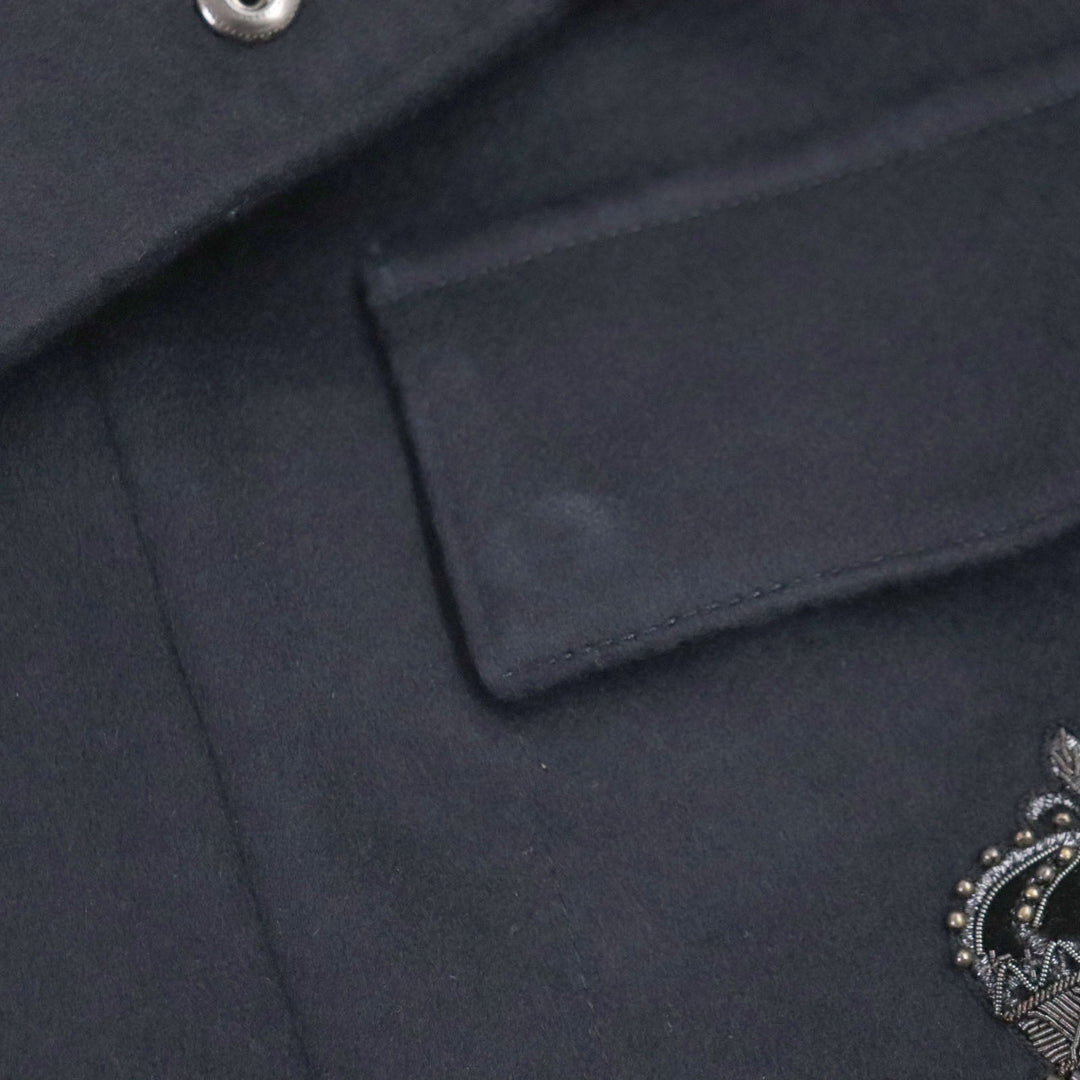 DOLCE&GABBANA coat G9NF1Z Outer: 100% cashmere, Lining: 100% silk, Part: leather, Embroidered parts: OTTONE 30% : Viscose 20% : Cotton 20% : Silk 15% : Polyester 15% black mens 52 Used Authentic