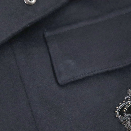 DOLCE&GABBANA coat G9NF1Z Outer: 100% cashmere, Lining: 100% silk, Part: leather, Embroidered parts: OTTONE 30% : Viscose 20% : Cotton 20% : Silk 15% : Polyester 15% black mens 52 Used Authentic