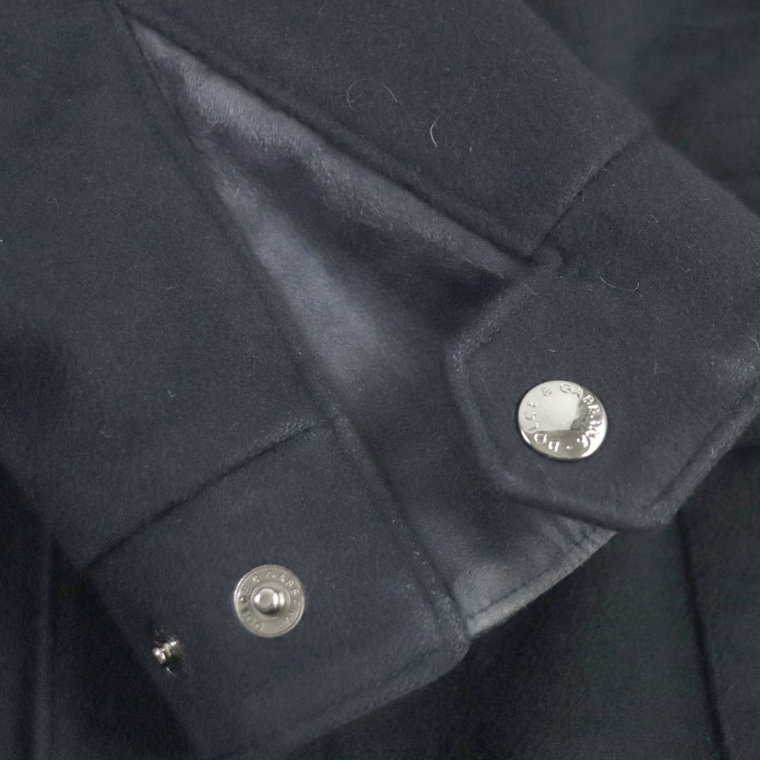 DOLCE&GABBANA coat G9NF1Z Outer: 100% cashmere, Lining: 100% silk, Part: leather, Embroidered parts: OTTONE 30% : Viscose 20% : Cotton 20% : Silk 15% : Polyester 15% black mens 52 Used Authentic