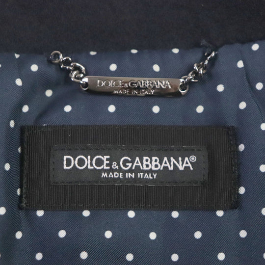 DOLCE&GABBANA coat G9NF1Z Outer: 100% cashmere, Lining: 100% silk, Part: leather, Embroidered parts: OTTONE 30% : Viscose 20% : Cotton 20% : Silk 15% : Polyester 15% black mens 52 Used Authentic