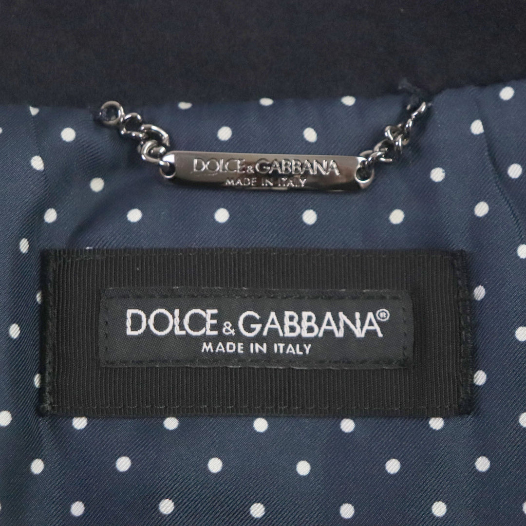 DOLCE&GABBANA coat G9NF1Z Outer: 100% cashmere, Lining: 100% silk, Part: leather, Embroidered parts: OTTONE 30% : Viscose 20% : Cotton 20% : Silk 15% : Polyester 15% black mens 52 Used Authentic