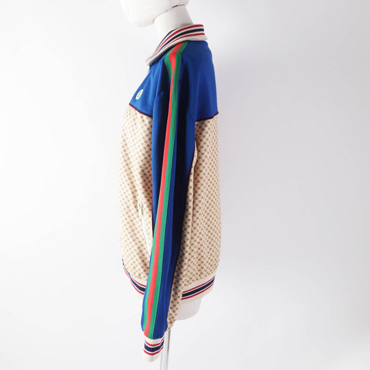 GUCCI Jacket 655196 Outer: 55% polyester, Outer: 45% cotton, Lining: 100% cotton, Part: 100% polyester, Trimming: 93% polyester, 5% nylon, 2% polyurethane, Trimming 2: 100% nylon Multi Interlocking G print jersey jacket Women M Used Authentic