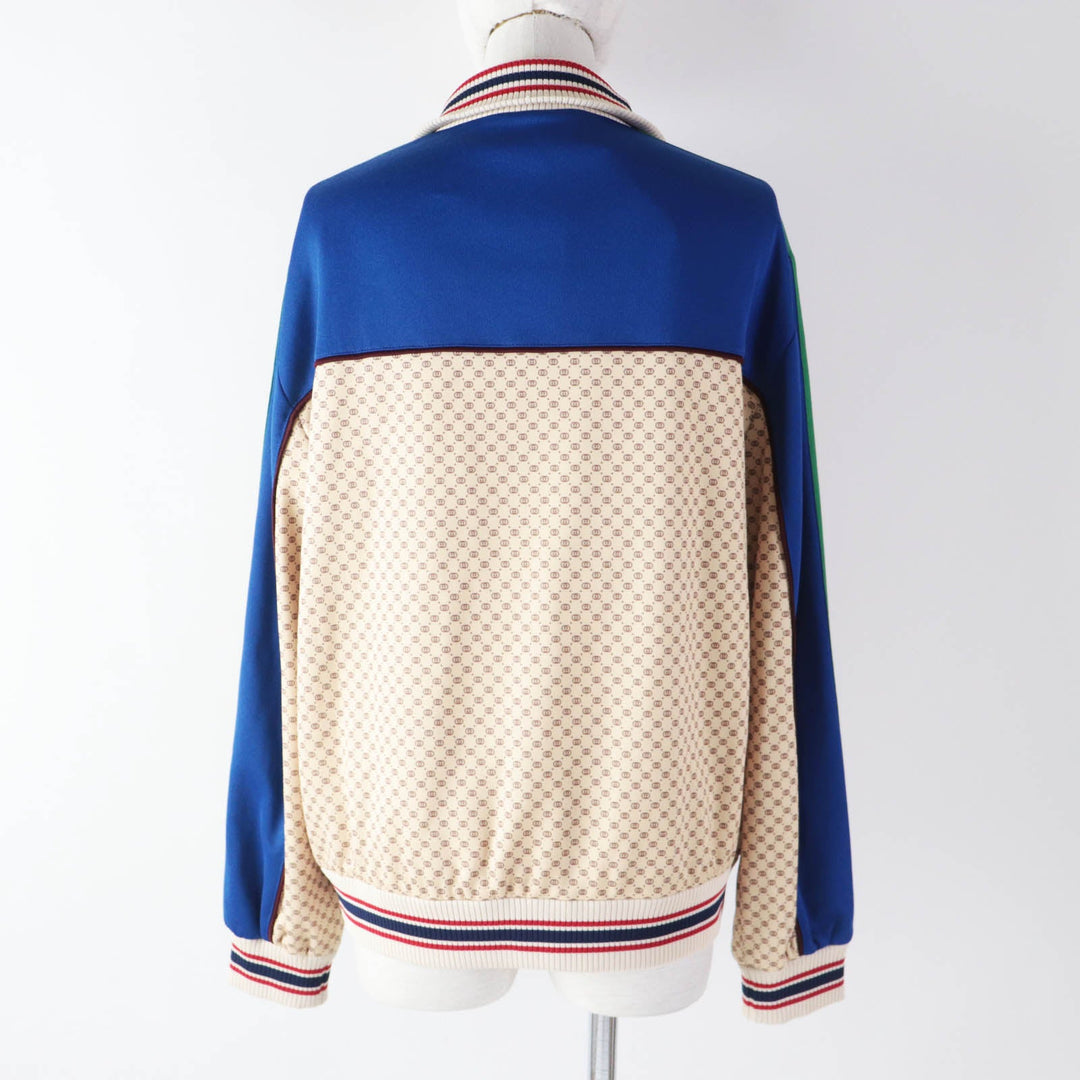 GUCCI Jacket 655196 Outer: 55% polyester, Outer: 45% cotton, Lining: 100% cotton, Part: 100% polyester, Trimming: 93% polyester, 5% nylon, 2% polyurethane, Trimming 2: 100% nylon Multi Interlocking G print jersey jacket Women M Used Authentic