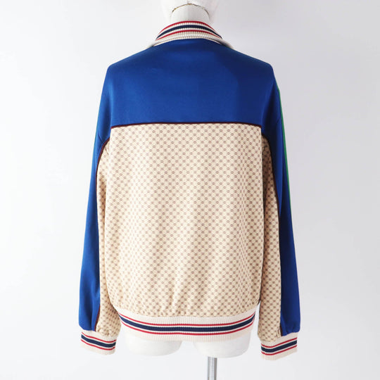 GUCCI Jacket 655196 Outer: 55% polyester, Outer: 45% cotton, Lining: 100% cotton, Part: 100% polyester, Trimming: 93% polyester, 5% nylon, 2% polyurethane, Trimming 2: 100% nylon Multi Interlocking G print jersey jacket Women M Used Authentic