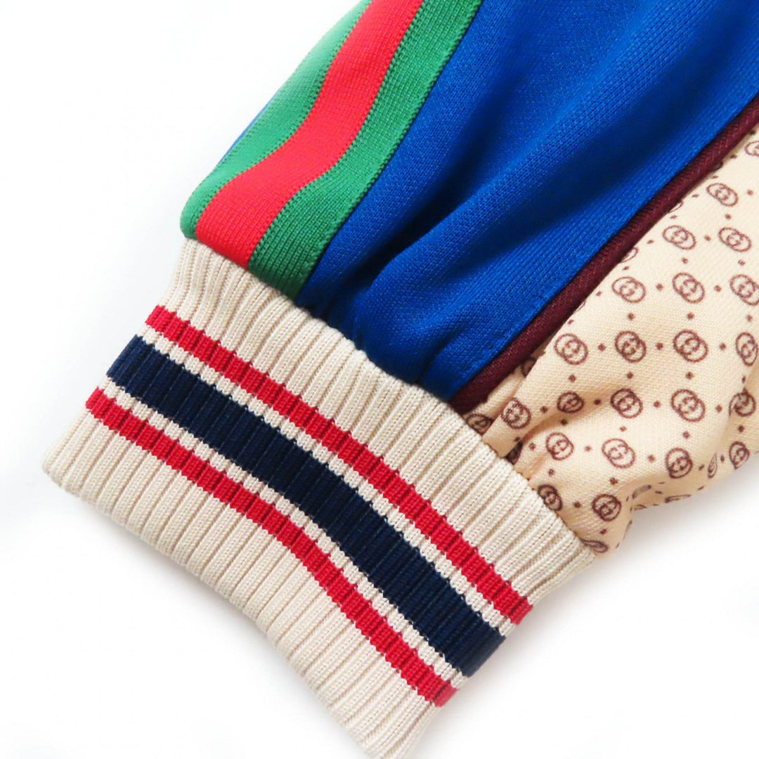 GUCCI Jacket 655196 Outer: 55% polyester, Outer: 45% cotton, Lining: 100% cotton, Part: 100% polyester, Trimming: 93% polyester, 5% nylon, 2% polyurethane, Trimming 2: 100% nylon Multi Interlocking G print jersey jacket Women M Used Authentic