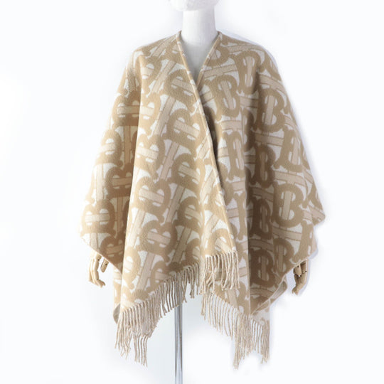 BURBERRY poncho 8022741 Main: 90% wool, Main: 10% cashmere beige Women 137�~140cm Used Authentic